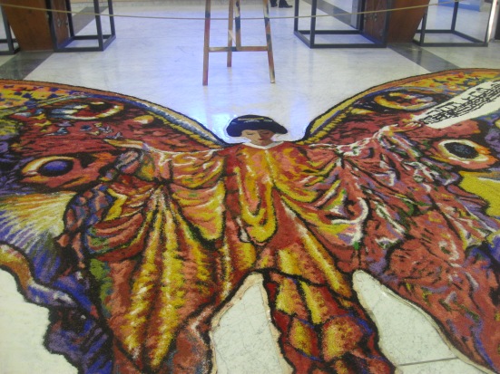 Madame Butterfly made out of fresh flowers